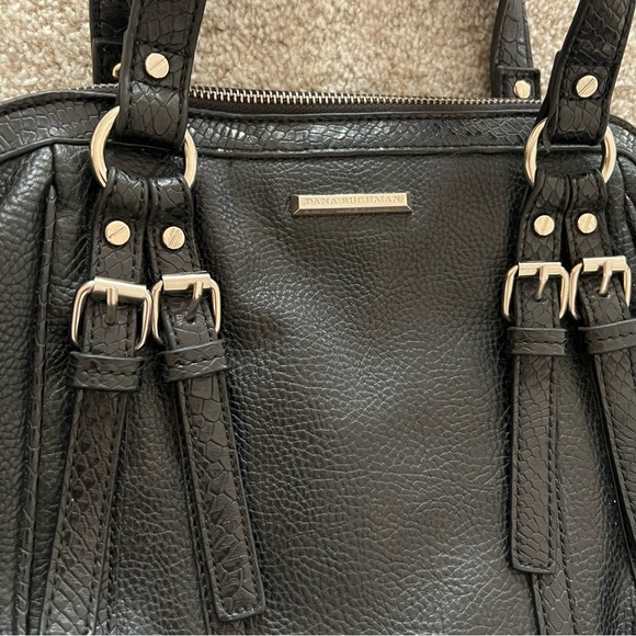 Dana Buchman y2k black leather handbag with crossbody strap red interior - Picture 5 of 10